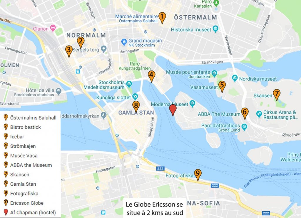 Carte des sites à visiter à Stockholm dans mon article Visiter Stockholm : Que faire à Stockholm en 10 coups de coeur #suede #stockholm #europe #voyage #scandinavie #citytrip